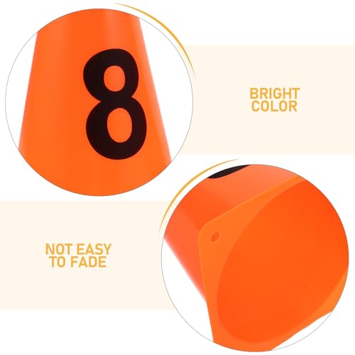 10pcs Soccer Agility Training Cones Set, 23cm Plastic Numbered Spot Markers 0-9 for Football Field Drills and Speed Agility Exercises