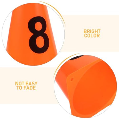 10pcs Soccer Agility Training Cones Set, 23cm Plastic Numbered Spot Markers 0-9 for Football Field Drills and Speed Agility Exercises