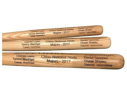 Bird's Wood Shack Mini Baseball Bat Keepsake - Solid Wood, Laser-Engraved Customizable Mini Bat for Teammates, Coaches, Ring Bearers - Baseball Bat Decor - 18-inch - Unique Trophy for Little League
