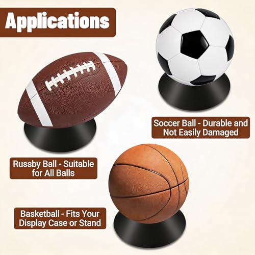 6PCS Basketball Display Stand Black Durable Acrylic Sports Ball & Trophy Holder for Basketball, Rugby, Football, Soccer, Volleyball & Memorabilia, Round Cone Storage Racks for Home, Office or Store