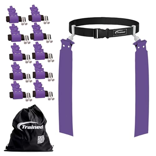Trained Man Flag Football Belts, Adjustable Flag Football Set for Sports Teams, Training & Competition - color: Purple 10 Man Pop Flag Football Set, style: 10 Man Flag Football Sets