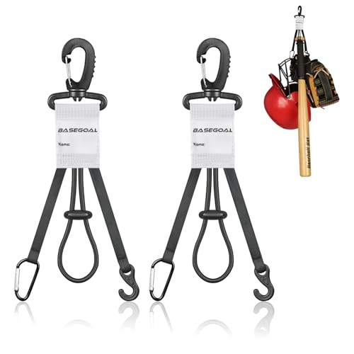 BaseGoal 3 in 1 Dugout Organizer, Baseball Softball Bag Hook for Fence, Bat Holder for Dugout Fence, Baseball Dugout Accessories, Water Bottle Hook for Bag (2 Pack) - color: White