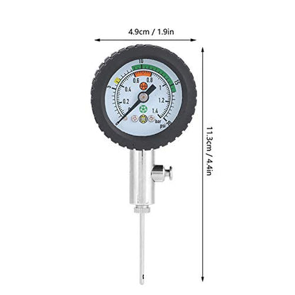 Stainless Steel Air Pressure 95g Easy Read Dial Needle Valve for Football Basketball Volleyball, Accurate Pressure Measurement Tool for Ball Inflation, Lightweight Portable Pump Pr