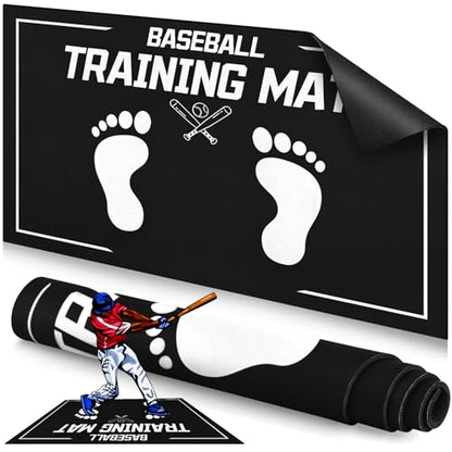 Baseball Training Mat, Baseball and Softball Batter Stance Hitting Mat, Improve Posture, Batting Mat with Toes Facing Place, Silent Anti-Skid, Baseball Training Equipment, 35.4 * 23.6 Inch - color: Black A