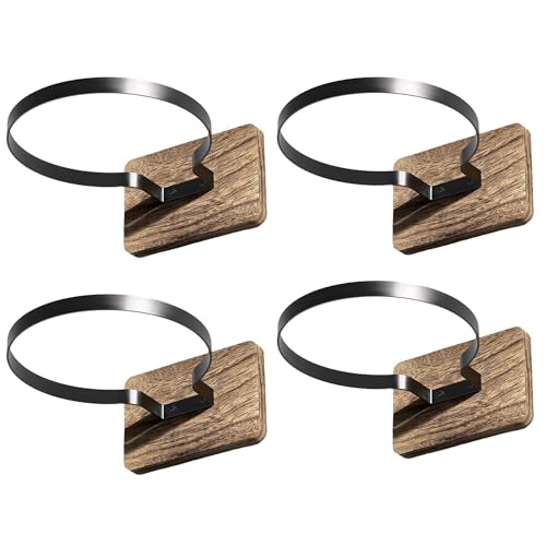 4 Pack Sports Ball Display Rack Wall Mount Decorative Holder for Autograph Basketball Football Soccer Wood and Metal Storage Organizer for Fan Cave Room Decor