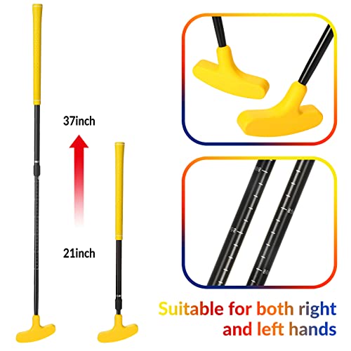 Hiboom 4 Pack Golf Putters for Men and Women Two Way Mini Golf Putter with 4 Balls Adjustable Length Kids Putter Bulk Right or Left Handed Golfers for Children Teenager Junior
