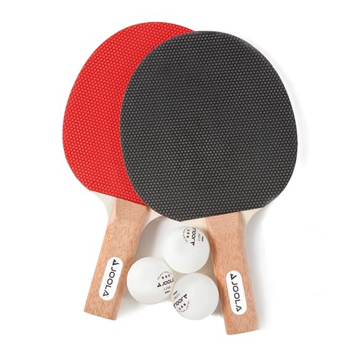 JOOLA Essentials Duel 2-Player Table Tennis Paddle Set with 2 Ping Pong Paddles & 3 Balls - Pips Out Hardbat Ping Pong Rackets Great for All Playing Levels & Ages - White Balls