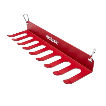 GoSports Baseball & Softball Bat Racks - Black or Red, Holds 16 Bats - Mount on Wall or Clip on Dugout Fence - color: Red