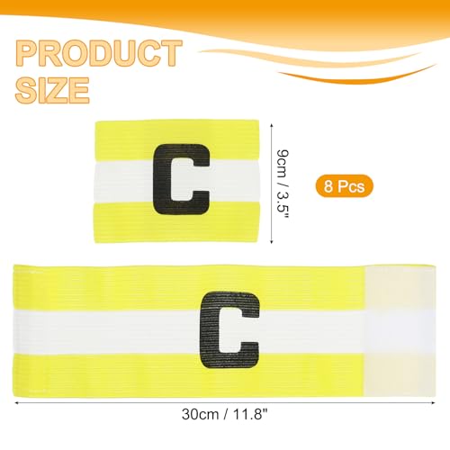 MECCANIXITY Soccer Captain Armband, Captain Arm Bands for Soccer Elastic Captain C Arm Band Sports Captain Armbands for Football Team Training Youth & Adult - color: Yellow/White