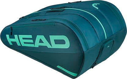 HEAD Tour Racquet Bag XL (12R) Tennis Bag - Holds Up to 12 Racquets, CCT+ Climate Control Technology, 3 Main Compartments, Shoe Pocket & Backpack Carry System - color: Green