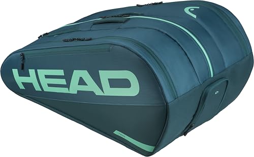 HEAD Tour Racquet Bag XL (12R) Tennis Bag - Holds Up to 12 Racquets, CCT+ Climate Control Technology, 3 Main Compartments, Shoe Pocket & Backpack Carry System - color: Green