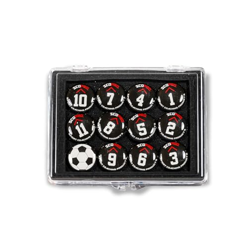 SCOPRO Soccer Coaching Magnets, Numbered Magnetic Player Markers for Soccer Coaching Board and Dry Erase Board Training, Black - color: Black, size: 1 Set