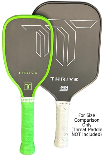 Thrive Pickleball Training Paddle Kit - Includes Trainer Paddle, 3 Fast Hands Mini Pickleballs & Paddle Eraser - T-700 Carbon Fiber, Extra Long Handle, 16mm Core - color: NEON GREEN