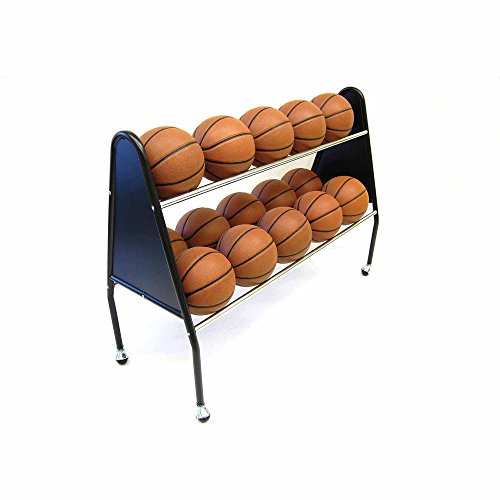 Trigon Sports Sports Lockable Ball Storage Cart, Basketball Storage Bin for Indoor Outdoor, Rolling Exercise Ball Cart Holder for Gym, School, Club - style: HD Ball Locker with Wheels 2 Tier