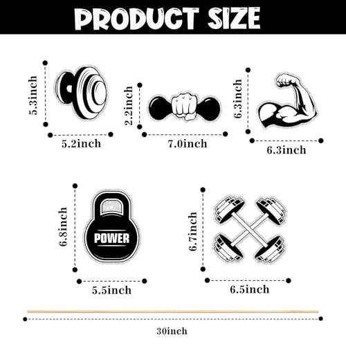 Gym Workout Theme Centerpiece Sticks,Biceps Dumbbells Kettlebells Abodominal Wheels Bodybuilding Table Toppers,Baby Shower Party Supplies Black.Set of 15 - color: Jz
