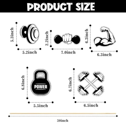 Gym Workout Theme Centerpiece Sticks,Biceps Dumbbells Kettlebells Abodominal Wheels Bodybuilding Table Toppers,Baby Shower Party Supplies Black.Set of 15 - color: Jz