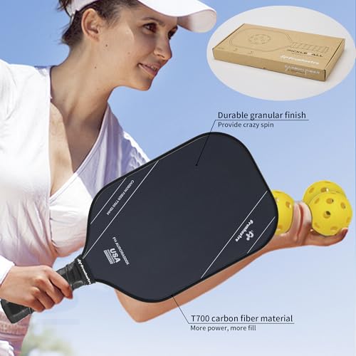 FH-500 T700 Pickleball Racket, 14MM Thick Two-Handed Offensive Pickleball Racket, Speed and Control - color: black