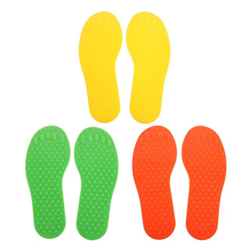 3 Pairs Footprint Shaped Floor Markers - Multicolor Carpet Markers for Classroom Sports Team Drills Football Accessories and Dance Activities
