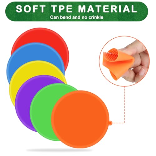 Poly Spot Markers 4inch Poly Spots for Gym Floor, 24/36/60 Pcs Flat Cones Non-Slip Rubber Floor Dots Agility Markers for Soccer Basketball Sports Speed Training, Dance, Classroom Activities - style: 36 pcs