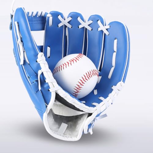 SECFOU Baseball Glove 9.5 Inch Pu Infielder Pitcher Glove Thickened Softball Mitt for Youth Training and Fielding in Blue