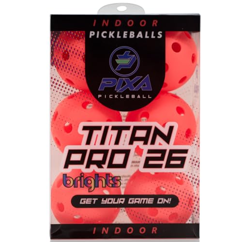 PIXA Titan Pro 26 Indoor Pickleball - USAPA Approved, Durable Indoor Pickleballs, Consistent Bounce, Smooth Flight, Ideal for Competitive Play- Packs of 3, 6, 12, 50 - color: Coral Crush, size: 6 Pack