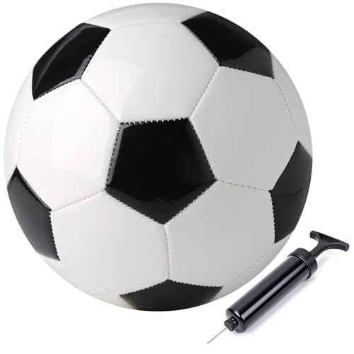 Soccer Ball Size 3 4 5 Training Practice Ball for Boy Girl Kid Classic Soccerball with 32 Leather Panels Machine Sewing Come with Pump