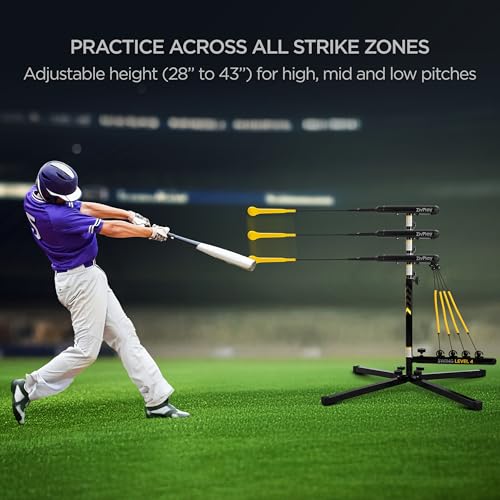 ZivPlay Baseball Hitting Trainer Baseball Swing Trainer Softball and Baseball Training Equipment for Batting Practice with Height and Speed Adjustment