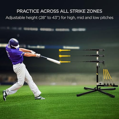 ZivPlay Baseball Hitting Trainer Baseball Swing Trainer Softball and Baseball Training Equipment for Batting Practice with Height and Speed Adjustment