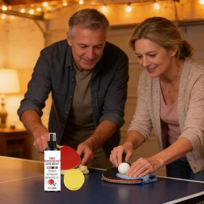 Effective Racket Cleaner - Paddle Cleaning Agent with Sponge, Table Tennis Protectant Tool with Shine, Sports Practice Aid with Grip, Gym Training Style, Indoor Supplies for Exercise, Workout, Home