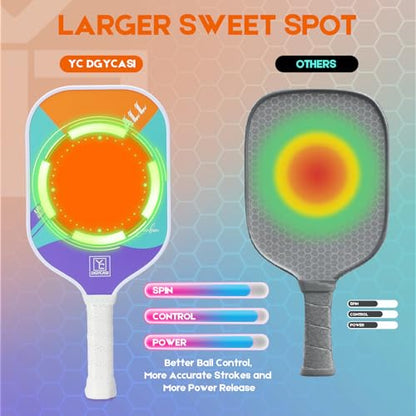 YC DGYCASI 16mm Pickleball Paddles Professional, USAPA Approved, T700 Carbon Fiber Pickleball Paddle Thermoformed, High Grit & Spin, 5.5” Elongated Handle, Handle Girth 4.25”, 8.3oz, with Cover Case - color: Orange
