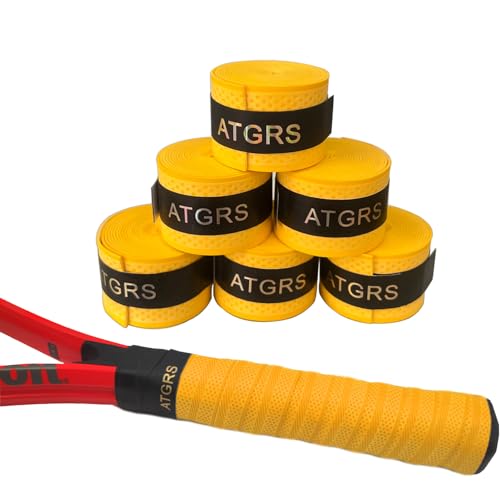 Tennis Grip Tennis Racket Grip Tape Absorbent Anti-Slip Tennis Overgrip for Tennis Badminton Pickleball Racquet Handle Overgrips and Overwraps, Embossed Surface - color: 6 Yellow Grips