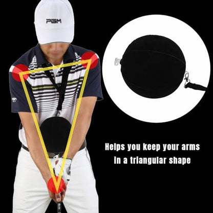 Golf Swing Training Aid for Beginners - Inflatable Smart Ball Arm Correcter, Adjustable Strap & Air Pump to Improve Swing Form