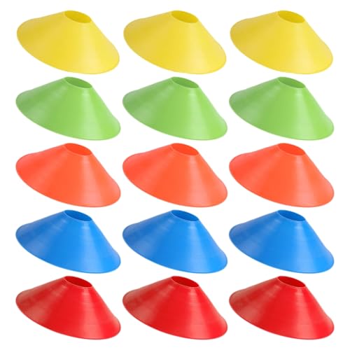 Healeved 15pcs Soccer Practice Cones for Training, Agility Drills Cones for Football and Sports Drills, Sturdy Plastic Disc Markers for Outdoor Fitness and Coaching