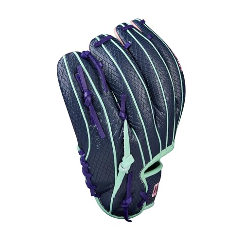Wilson Fall 2025 A2K® Baseball Gloves - color: Navy/Seafoam/Pink, size: Infield - 11.5"