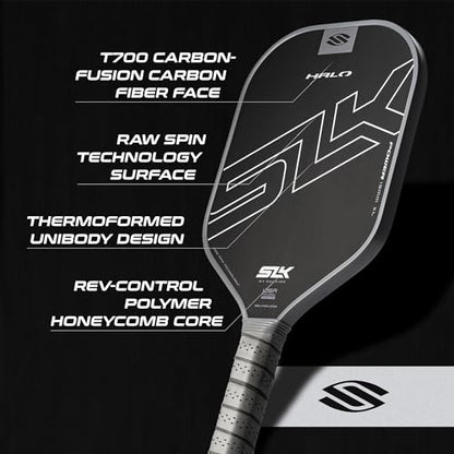 Selkirk Sport SLK Halo Raw Carbon Fiber Pickleball Paddle | Power, Pro and Control Pickleball Paddles | T700, 18K Ultraweave, Aramid Fiber LinkWeave | Designed & Controlled in USA - color: Power | Gray | 2025, size: XL (Elongated Shape)