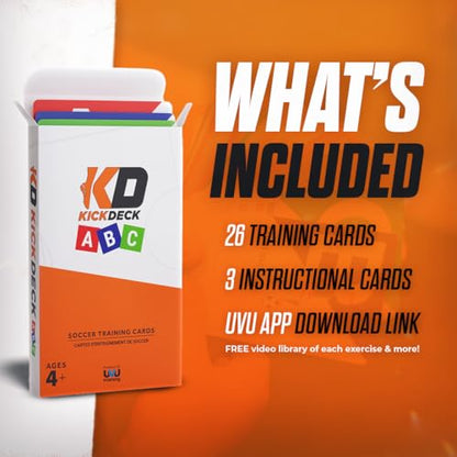 KickDeck ABC Soccer Cards for Kids 4+ | Fun Alphabet Soccer Drills for Footwork, Ball Control & Coordination | Screen-Free Practice at Home & Outdoors - style: KickDeck ABC