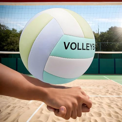 Beach Volleyball - Waterproof Indoor Outdoor Ball, Duraable Pu Leather Soft Volleyball Toy | Long Lasting Sports Training Game for Youth Adults Kids Girls Boys Gym Recreational Play Fun Athletic
