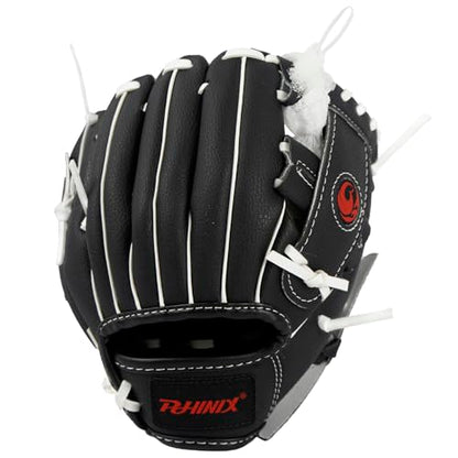 PHINIX Baseball Glove Tee Ball Mitts with Soft Ball for Kids Play & Training 8.5"-10" - color: Black White, size: 8 1/2"Right Hand Throw