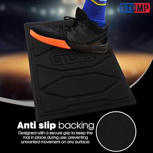 STOMP Athletics: Reusable Mini Traction Mat (As Seen on Shark Tank) for Volleyball & Basketball Shoes - Alternative for Basketball Sticky Mats - Non-Slip Shoe Cleaning Pad - 11"x15" - color: Black