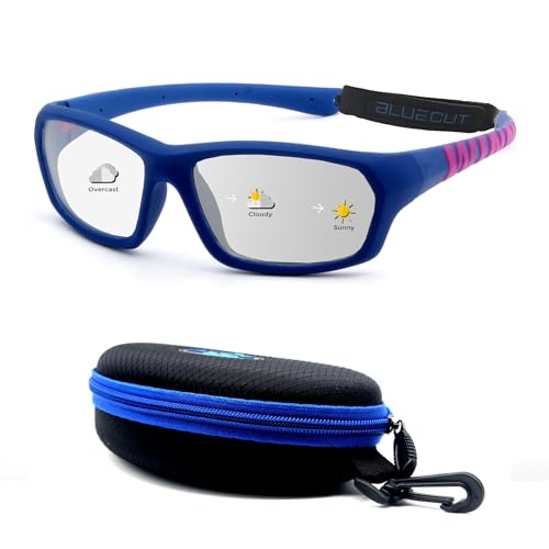 BLUE CUT Sports Protection Goggles, Photochromic Lenses Safety Glasses for Basketball, Pickleball and Outdoor Sports - color: Pink/Photochromic