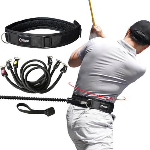 GAIARENA Golf Core Strength Trainer Swing Power Training Equipment, Golfing Exercise Resistance Bands Indoor Golf Fitness Equipment to Improve Speed Strength Flexibility Rotation Swing Posture - color: All Black