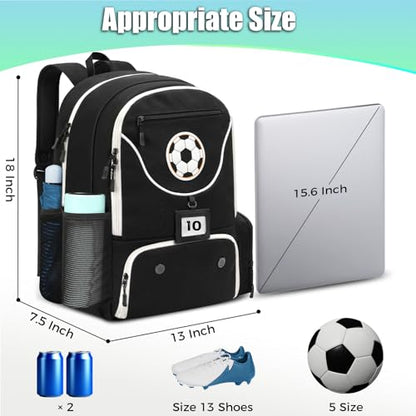 YOREPEK Large Soccer Backpack, Soccer Bag for Boys with Ball & Detachable Shoe Compartment, Wet Dry Pocket, Detachable Name Card, Equipment Bag Fits 15.6 Inch Laptop
