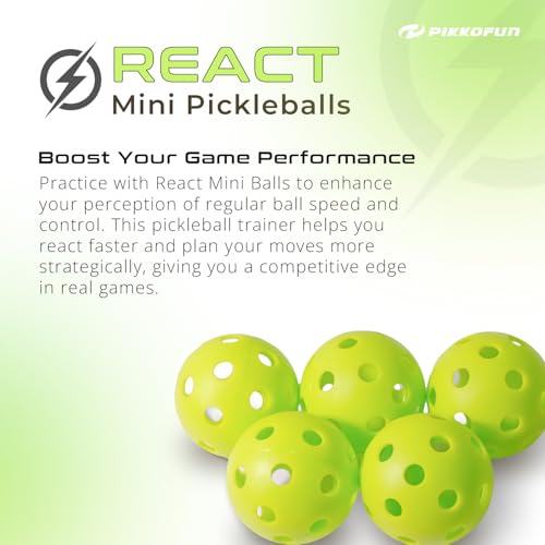 React Mini Pickleball Balls – 5 Pack 1.65" Small Pickleball Training Balls for Indoor Drills, Hand Speed & Paddle Control – Quiet Home Practice, Warm-Ups & Gifts – Lime Green