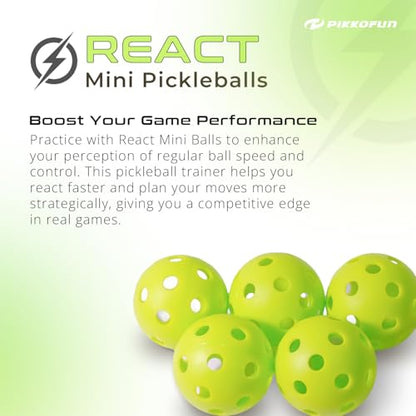 React Mini Pickleball Balls – 5 Pack 1.65" Small Pickleball Training Balls for Indoor Drills, Hand Speed & Paddle Control – Quiet Home Practice, Warm-Ups & Gifts – Lime Green