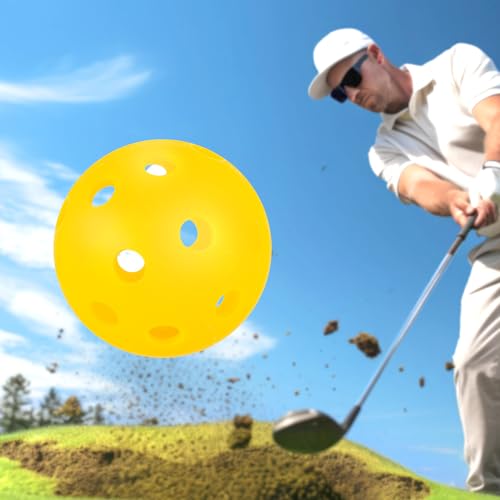 100 Pack Yellow Practice Golf Balls 42mm Plastic Golf Balls Limited Fligh Training Golf Balls AdecortalkBulk for Backyard Swing Practice Driving Range Indoor Outdoor Use