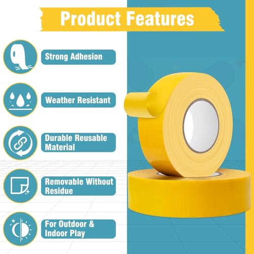 Pickleball Tape for Outdoor Court, Temporary Pickleball Court Lines, Court Marking Kit for Pickleball, Basketball, Badminton