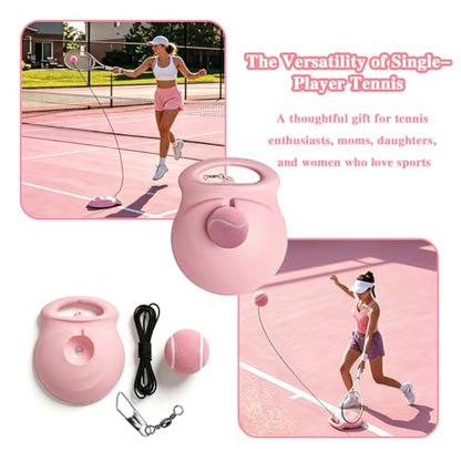 Tennis Trainer Rebound Ball with String, Portable Pink Solo Practice Training Tool,Tennis Rebounder Kit for Adults Women Beginners, Self Tennis Trainer for Indoor or Outdoor Tennis Training