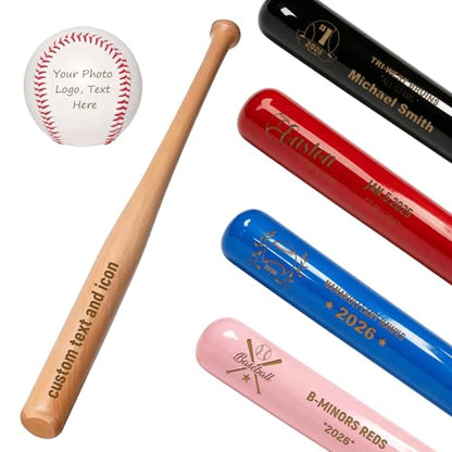 Personalized Mini Baseball Bat 18", Custom Engraved Name, Number & Logo, Small Wooden Bat Gift for Little League, Teams, Players, Fathers - color: personalized baseball gifts
