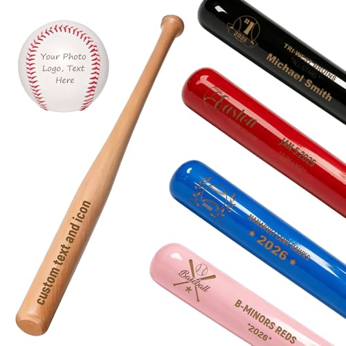 Personalized Mini Baseball Bat 18", Custom Engraved Name, Number & Logo, Small Wooden Bat Gift for Little League, Teams, Players, Fathers - color: personalized baseball gifts