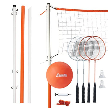 Franklin Sports Volleyball + Badminton Combo Sets - Backyard + Beach Outdoor Volleyball + Badminton Net Set - Portable Badminton + Volleyball Net with Poles - Volleyball, Rackets + Birdies Included - style: Starter